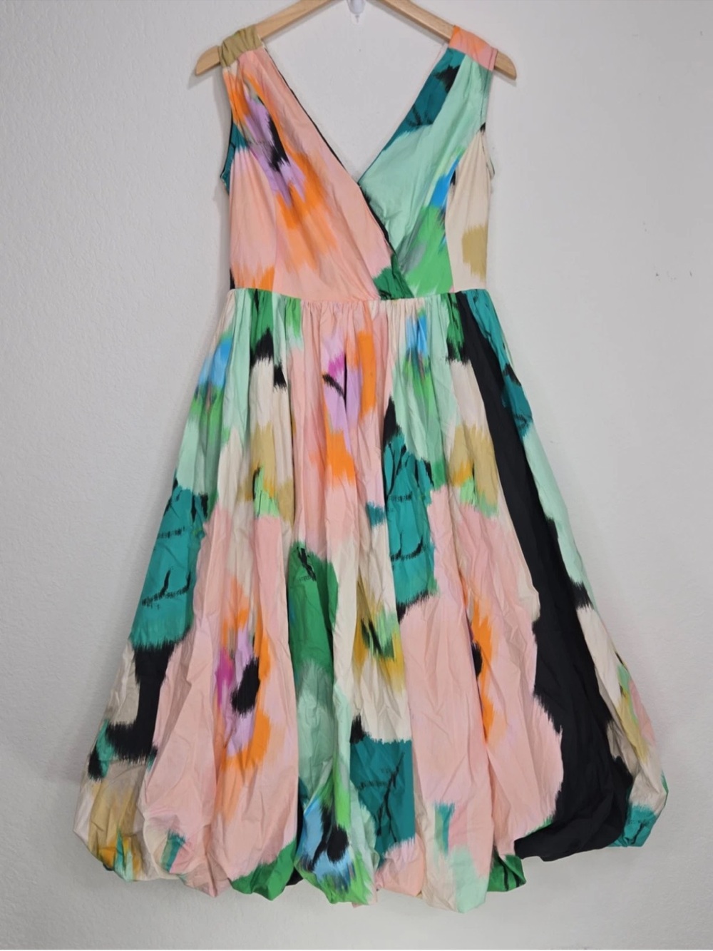 Hope for Flowers by Tracy Reese Printed V-Neck Bubble-Hem Dress Size M RARE